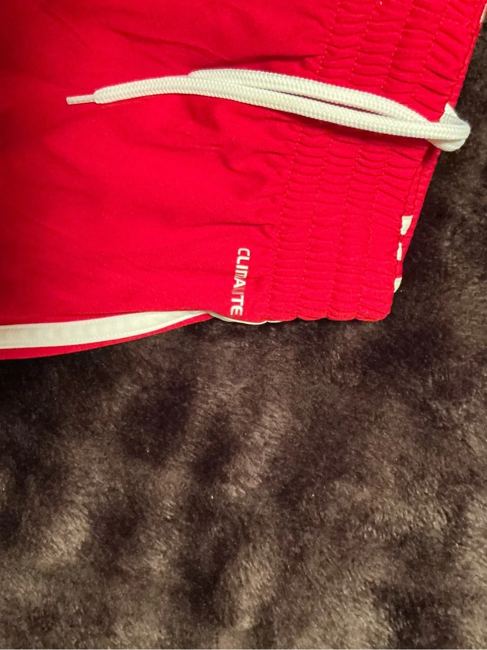 adidas Red Men's Athletic Basketball Shorts with White Side Stripes